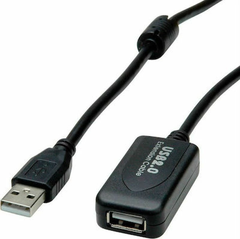 USB 2.0 Cable USB-A male - USB-A female Μαύρο 10m με Repeater (S3115)