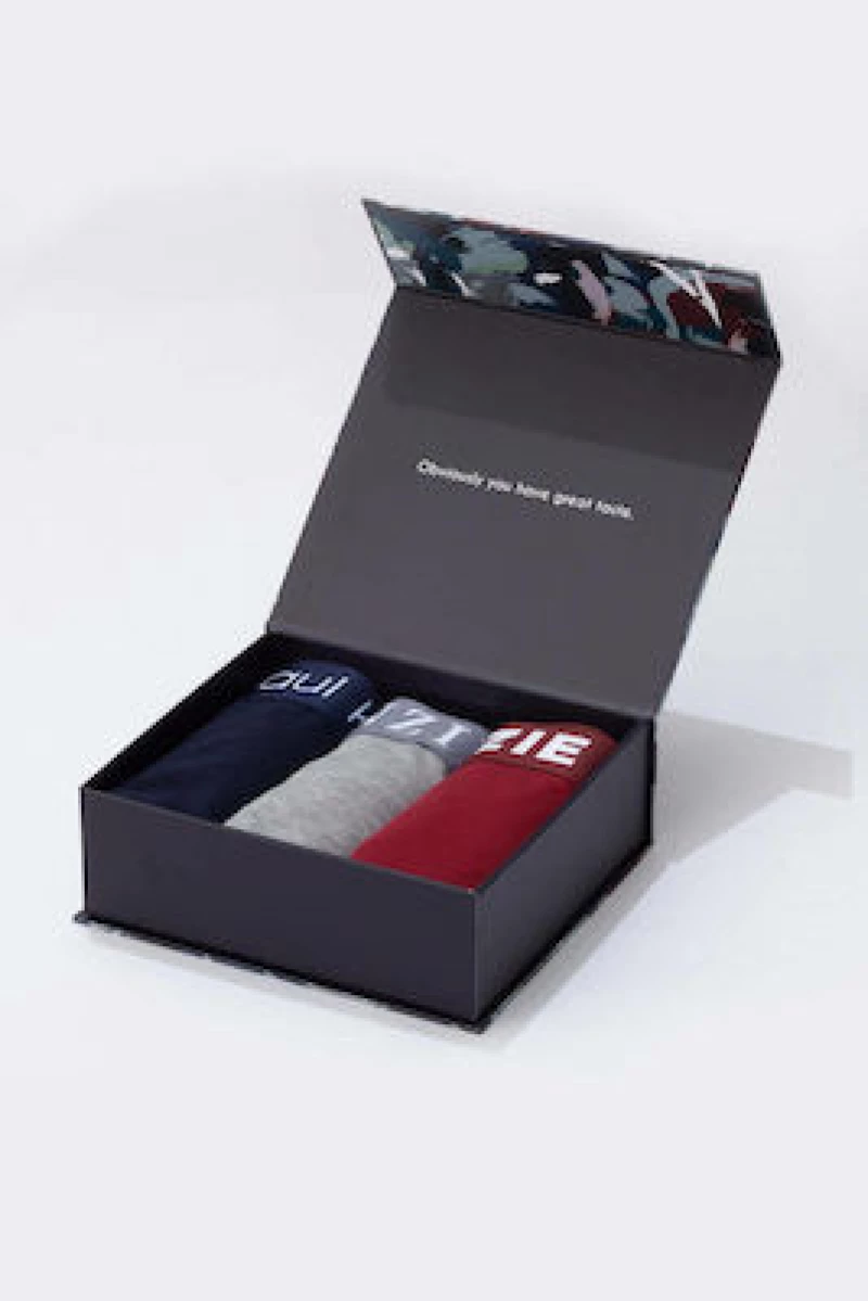 Paul Kenzie Aquarella Ανδρικά Boxer Navy Blue / Grey / Bordeaux Μονόχρωμα 3Pack