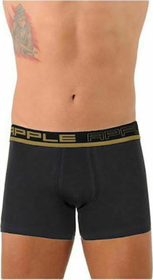 Apple Ανδρικό Boxer Ρίγα Navy Βάση Εξωτερικό Λάστιχο Χρυσό