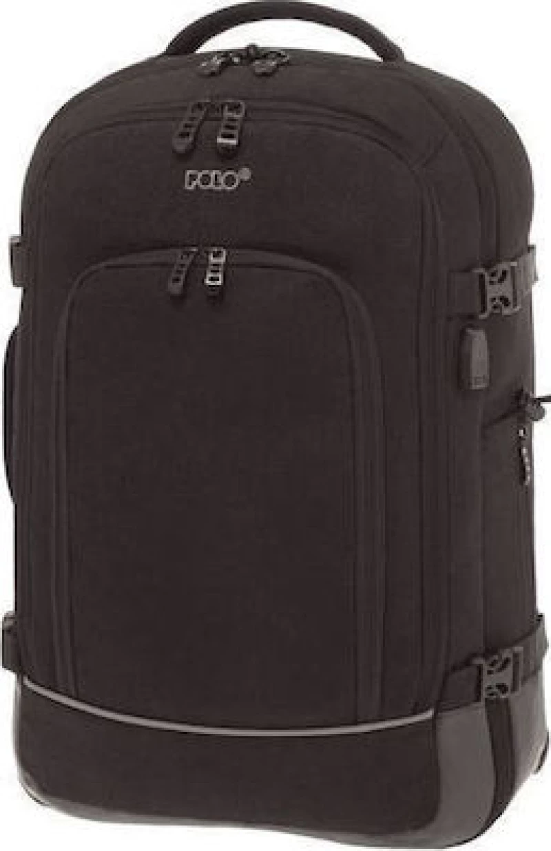 Polo Cabin Υφασμάτινο Σακίδιο Πλάτης με Θύρα USB Μαύρο 9-09-002-02