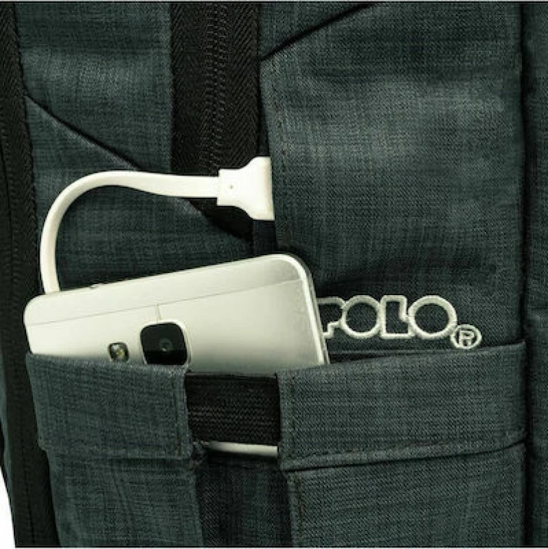 Polo Zenith Υφασμάτινο Σακίδιο Πλάτης με Θύρα USB Μαύρο 9-02-036-2100