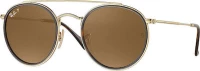 Ray Ban Round Double Bridge Unisex Γυαλιά Ηλίου Polarized Ταρταρούγα σε Καφέ χρώμα RB 3647N 001/57