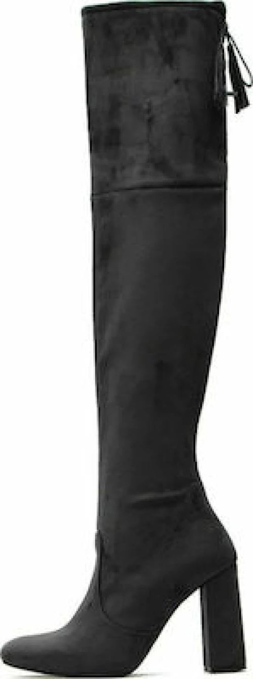 Makis Kotris 85-601 Suede Γυναικείες Μπότες Πάνω από το Γόνατο Γκρι