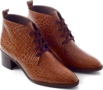 Chaniotakis 456 Δερμάτινα Γυναικεία Μποτάκια Oxfords Ταμπά