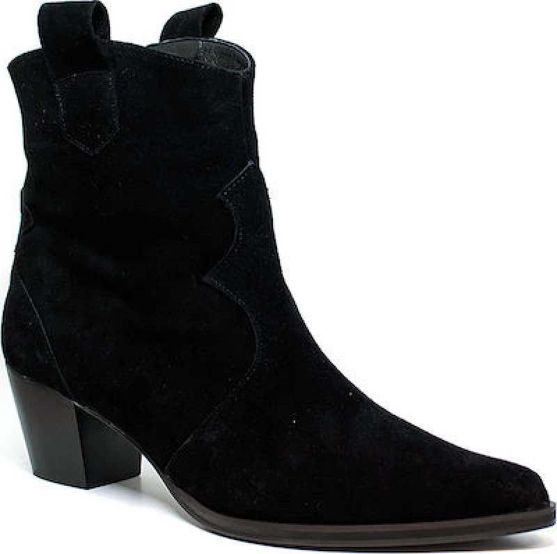 Bigshoes MX1921-01kst Δερμάτινο Μποτάκι Μαύρο Καστόρι 6cm