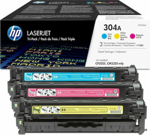 HP 304A Multipack Toner Κυανό/Κίτρινο/Ματζέντα 3τμχ (CF372AM)