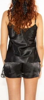 Babydoll Σατέν Τιραντάκι Μαύρο 5100-02 - Μαύρο