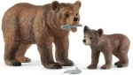 Schleich-S Παιχνίδι Μινιατούρα Grizzly Bear Mother With Cub 42473