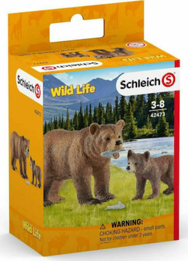 Schleich-S Παιχνίδι Μινιατούρα Grizzly Bear Mother With Cub 42473