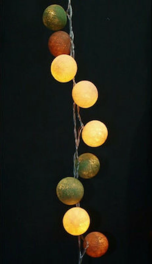 Beelights Γιρλάντα Ωφέλιμων 2.4m Με 20 Βαμβακερές Χειροποίητες Μπαλίτσες Olive