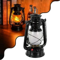 GloboStar Flame Effect Διακοσμητικό Φωτιστικό LED Φαναράκι σε Μαύρο Χρώμα 76546