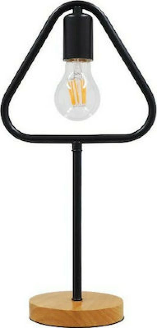 GloboStar Honor Triangle Επιτραπέζιο Διακοσμητικό Φωτιστικό με Ντουί E27 σε Μαύρο Χρώμα 01436