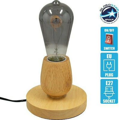 GloboStar Round Επιτραπέζιο Διακοσμητικό Φωτιστικό με Ντουί E27 E27 σε Μπεζ Χρώμα 99402