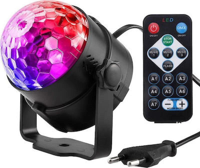Φωτιζόμενη Nτισκομπάλα Party Light 10PCB LED RGB με Τηλεχειριστήριο