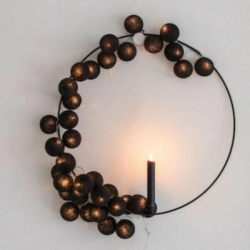 Beelights Γιρλάντα Ωφέλιμων 2.4m Με 20 Βαμβακερές Χειροποίητες Μπαλίτσες Black