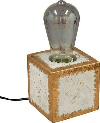 GloboStar Cement Επιτραπέζιο Διακοσμητικό Φωτιστικό με Ντουί E27 σε Λευκό Χρώμα 99403