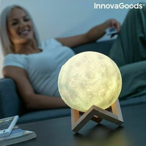 InnovaGoods Διακοσμητικό Φωτιστικό LED Μοοn Light Επαναφορτιζόμενο σε Λευκό Χρώμα V0103129