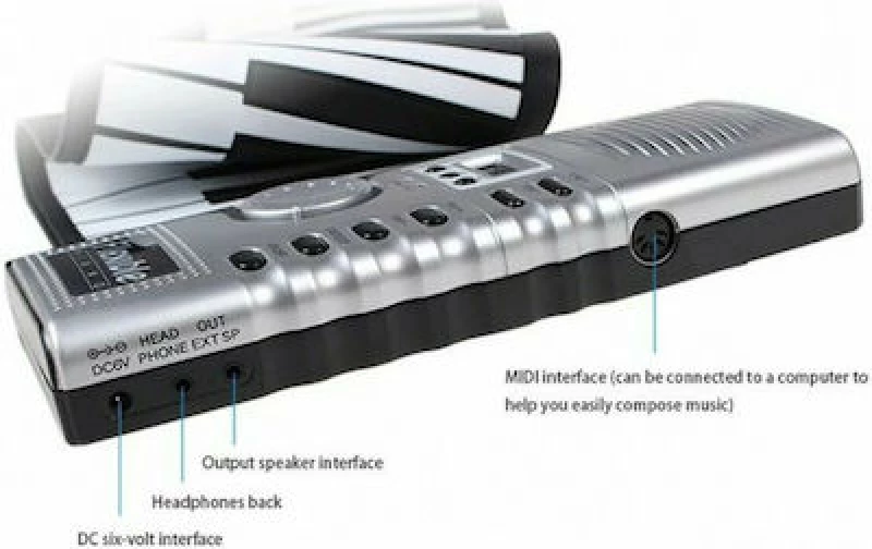 Midi Keyboard Ευλύγιστο Πιάνο Αφής με 61 Πλήκτρα σε Μαύρο Χρώμα