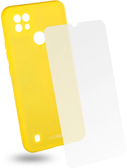 EGOBOO  Tempered Glass + Case Rubber TPU Lime (Realme C21)