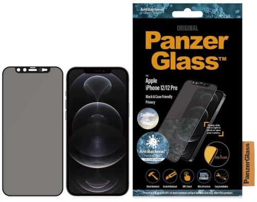 Panzerglass Γυαλί Προστασίας Fullcover Privacy Camslider "edge-to-edge" Case Friendly 0.3mm Για Apple Iphone 12, 12 Pro 6.1 - Μαυρο