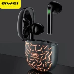 Awei Earbud Bluetooth Handsfree Ακουστικά Με Θήκη Φόρτισης Ice Crack Orange T28 Pro