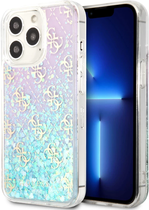 Guess "4g Logo Collection" Θήκη Προστασίας Από Liquid Glitter Σιλικόνη – Iphone 13 Pro (iridescent/pink)