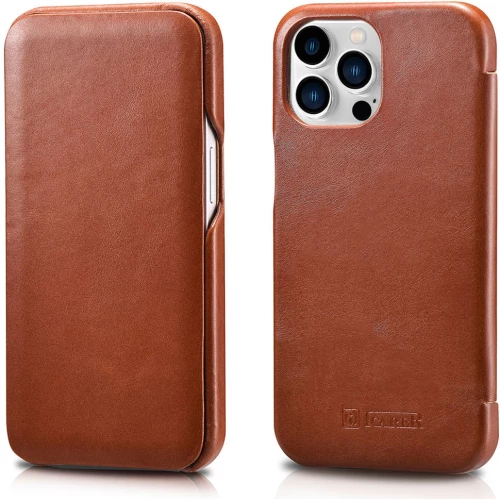 Θήκη Icarer Curved Edge Vintage Leather Folio Case Brown - Apple Iphone 13 Pro