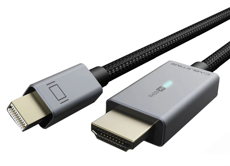 Cabletime Καλώδιο Mini Displayport Σε Hdmi Av588, Με Led 4k, 1.8m, Μαύρο
