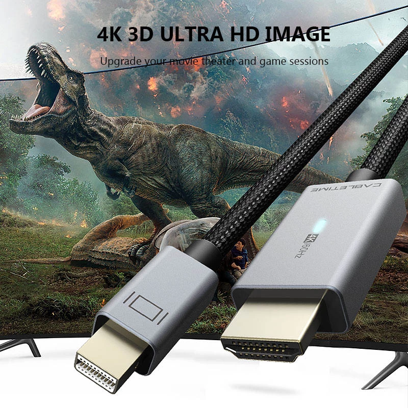 Cabletime Καλώδιο Mini Displayport Σε Hdmi Av588, Με Led 4k, 1.8m, Μαύρο