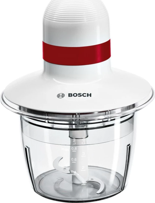 Bosch Mmrp1000 Electric Food Chopper 800ml 400 Watt Red, Transparent, White