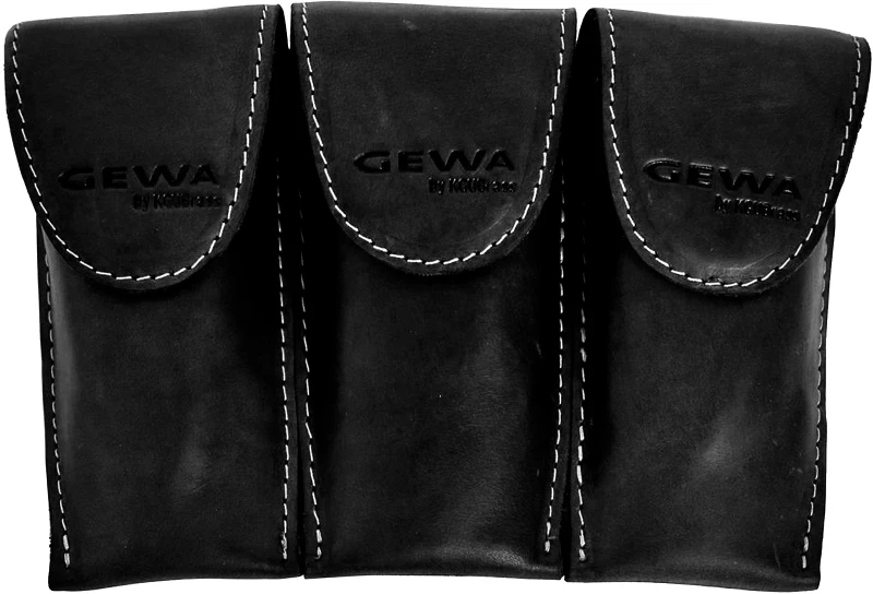 Gewa Crazy Horse Mouthpiece Pouch, French Horn - Triple, Black