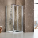 Devon Primus Plus Bi-fold Chrome Clean Glass 90x185 - Πτυσσομενη Καμπίνα Από Τοίχο Σε Τοίχο