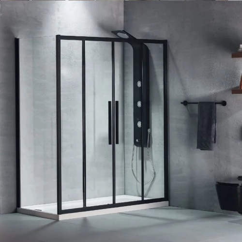 Devon Flow Slider Black Matt Clean Glass 170x195 - Καμπίνα Από Τοίχο Σε Τοίχο
