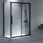 Devon Flow Slider Black Matt Clean Glass 100x195 - Καμπίνα Από Τοίχο Σε Τοίχο