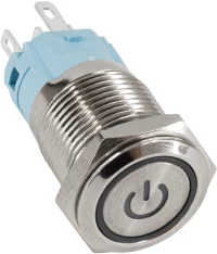 Globostar® 70775 Led Φωτιζόμενος Διακόπτης Χωνευτός - Μπουτόν Push On Ανοξείδωτος Ac 220-240v Αδιάβροχο Ip67 Φ18mm Με Angel Eye Ψυχρό Λευκό 6000k