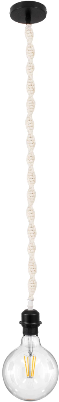 Globostar® 36216 Shaqra Κρεμαστό Φωτιστικό Οροφής Ανάρτηση Boho - Μακραμέ Πλεκτό Χειροποίητο Με Μαύρο Ντουί E27 Για Τοποθέτηση Καπέλων Φωτιστικών Μονόφωτο Μπεζ Υφασμάτινο Με Σχοινί Φ4 X Y110cm