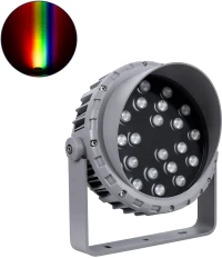 Globostar® Flood-mena 90648 Προβολέας Wall Washer Για Φωτισμό Κτιρίων Led 36w 3600lm 30° Dc 24v Αδιάβροχο Ip65 Φ23 X Υ18cm Πολύχρωμο Rgb Dmx512 - Ασημί - 3 Years Warranty