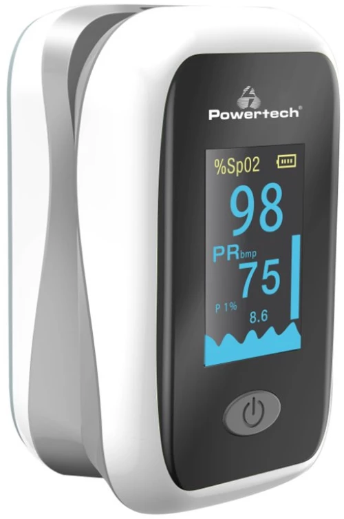 Powertech Παλμικό Οξύμετρο Δακτύλου Pt-922, Oled Οθόνη, Λευκό