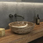 Karag Elena Sbp Grey Ø40x12 - Πέτρινος Νιπτήρας Επιτραπέζιος