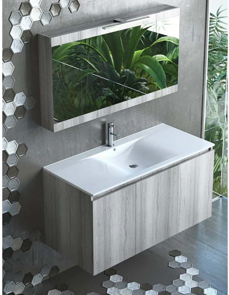 Drop Magnolia S90 Rock Oak - Πάγκος Με Νιπτήρα & Καθρέπτη