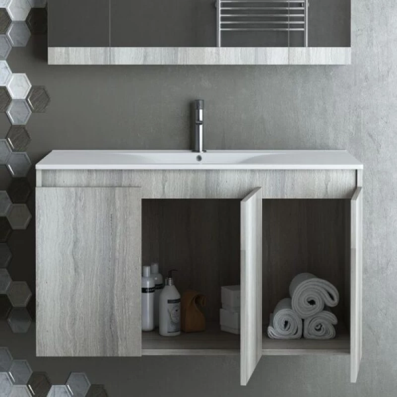 Drop Magnolia S90 Rock Oak - Πάγκος Με Νιπτήρα & Καθρέπτη