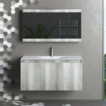 Drop Magnolia S100 Rock Oak - Πάγκος Με Νιπτήρα & Καθρέπτη