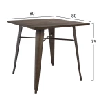 Τραπεζι Μεταλλικο Σε Χρωμα Rusty Και Ξυλο Hm0611.04 80x80x76εκ