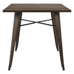 Τραπεζι Μεταλλικο Σε Χρωμα Rusty Και Ξυλο Hm0611.04 80x80x76εκ