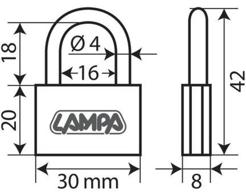 Lampa Λουκετο 30mm Basic Με 3 Κλειδια L6542.5