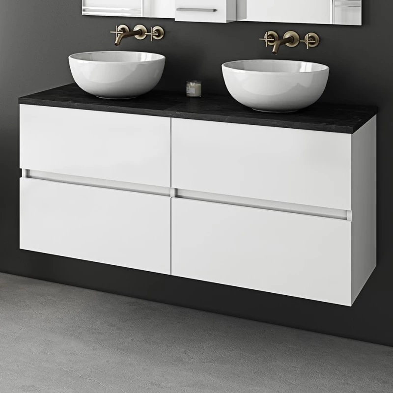 Drop Luxus 120 White Top - Βαση Επιπλου Με Επικαθήμενους Νιπτηρες