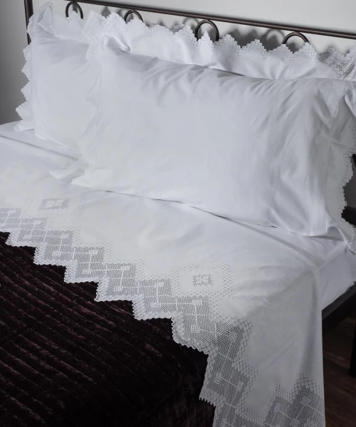 Χειροποιητο Σεντονι 712 Φιλτιρε Τεσσαρων Τεμαχιων (225cm X 270cm) Λευκο - -