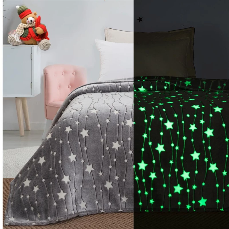 Κουβέρτα Μονή Φωσφορίζουσα Art 6136 160x220 Γκρι - -