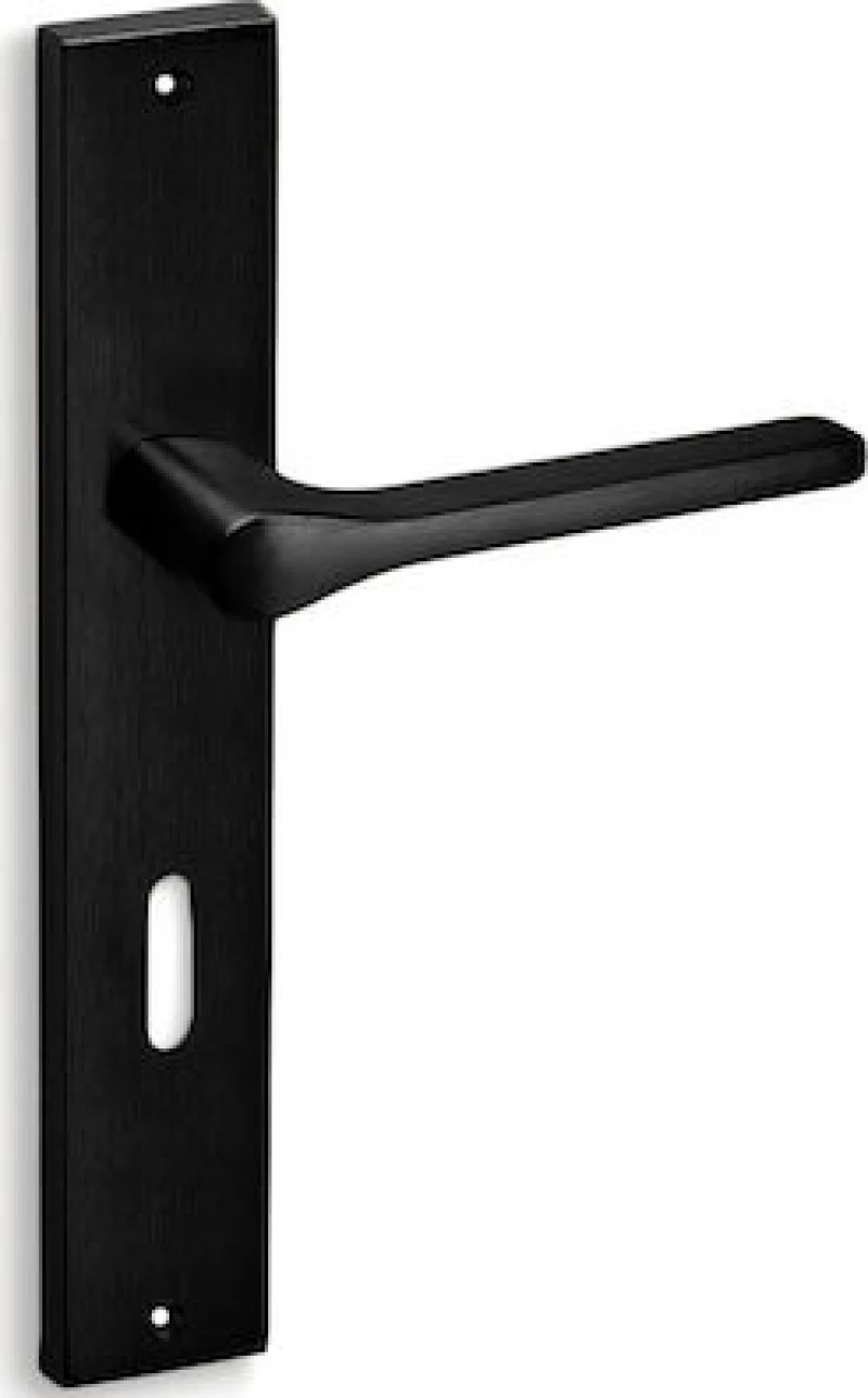Convex 1515 Ματ Μαύρο Πόμολο Μεσόπορτας - Πλάκα 72mm(ζεύγος)