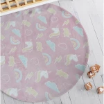 Παιδικό Χαλί Φωσφοριζέ Borea Unicorn Στρογγυλό 120 Cm Ροζ 120 Cm